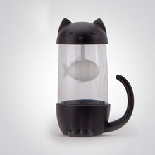 Load image into Gallery viewer, Belle tasse en verre thé chat avec poisson filtre crépine verre tasse thé infuseur filtre tasse maison bureau conteneur cadeau
